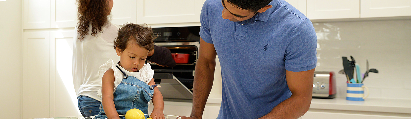 Family cooking dinner