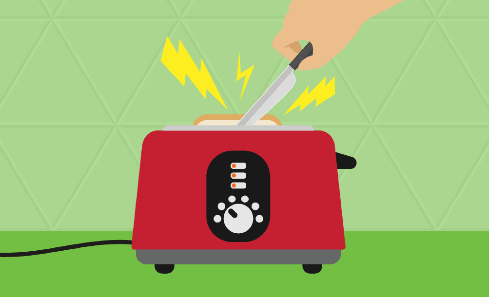 safety with metal kinfe in toaster