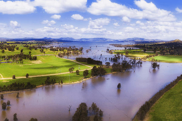 Flooded rural area